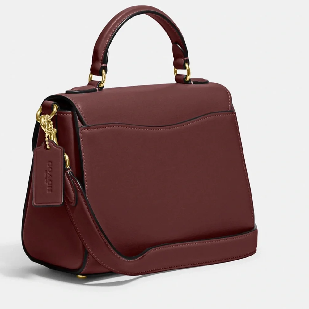 Morgan Top Handle Satchel In Signature Chambray Gold/Wine - Picture 3 of 6